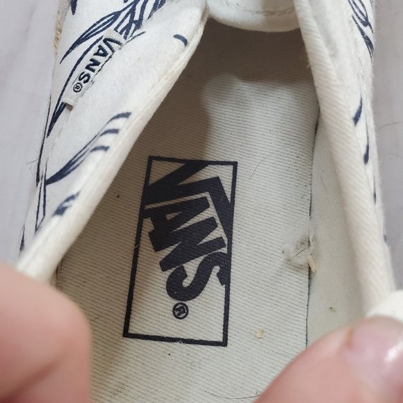 Vans Espadrille Shoes 8.5 Womens White Blue Leaf Print Fabric Slip On Sneakers - Picture 6 of 10